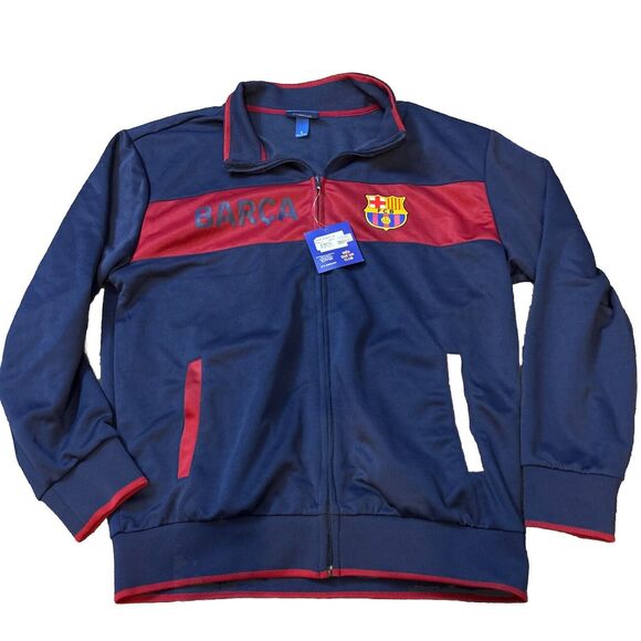 NWT FC Barcelona Large FCB Barca Full Zip Jacket Men's Large Blue Soccer Futbol - Picture 1 of 11